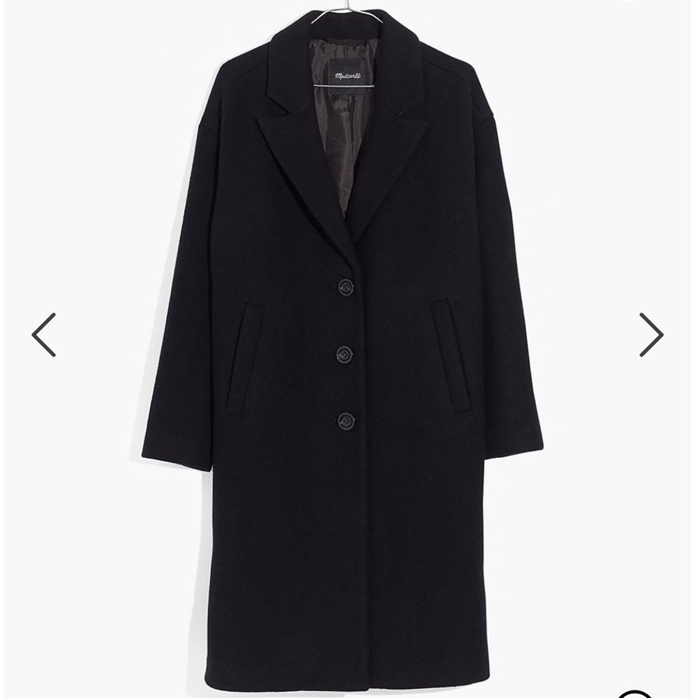 MADEWELL Black Bergen Cocoon Long Wool Coat Size S